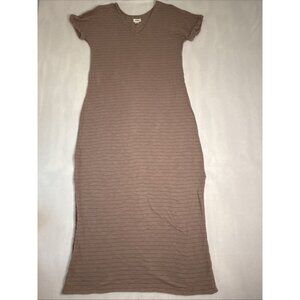 UpWest Ladies Tee Shirt Maxi Dress Size L Purple with Striped